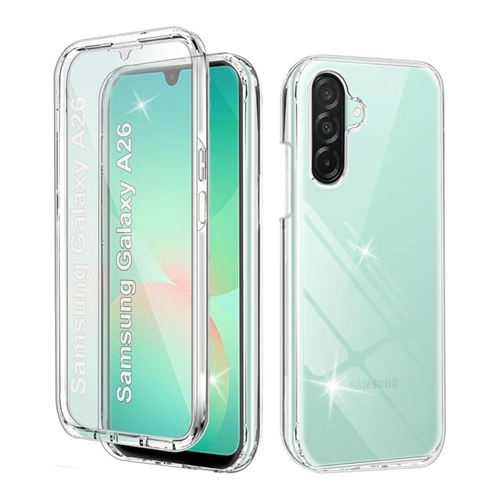 Husă protecție 360, transparentă, pentru Samsung Galaxy A26, set față+spate, TPU+PET