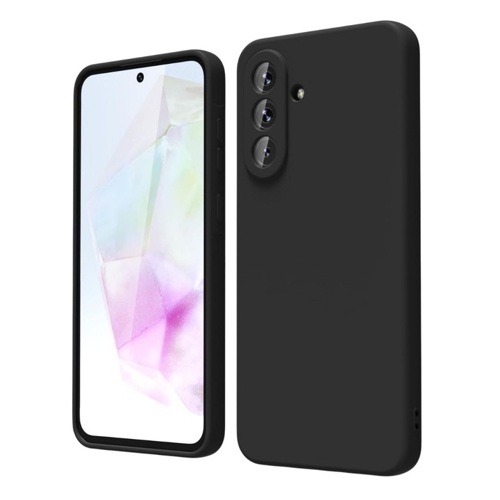 Husă din silicon, neagră, pentru Samsung Galaxy A36 5G, interior microfibra, protecție camere