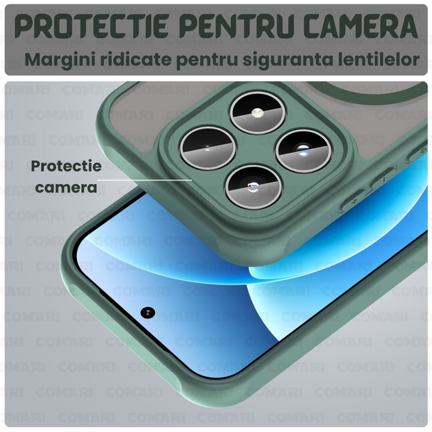 Husa telefon Comari Pulse pentru Xiaomi 17, anti-soc, bumpere ranforsate, Verde, TPU