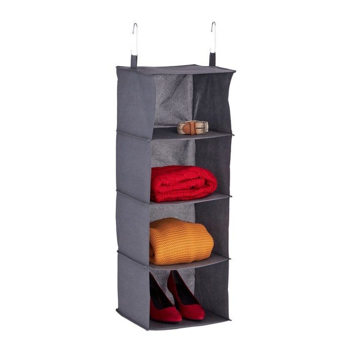 Northio függő tároló, 4 rekeszes, 2 fém kampóval, tartós anyag, többszínű