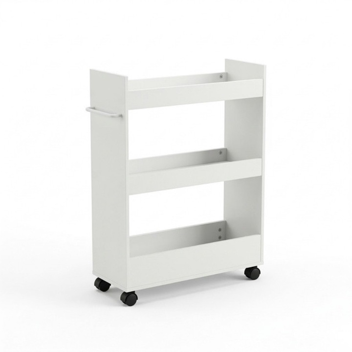 Raft de bucatarie pe roti BOXIMO MOVO, 3 rafturi, MDF, 60x79x22cm, mov