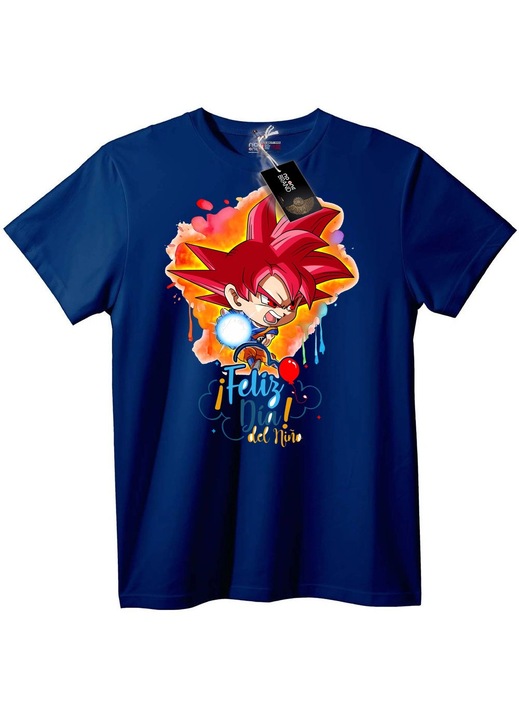 Tricou Goku Sărbătoare copii Anime, Bleumarin