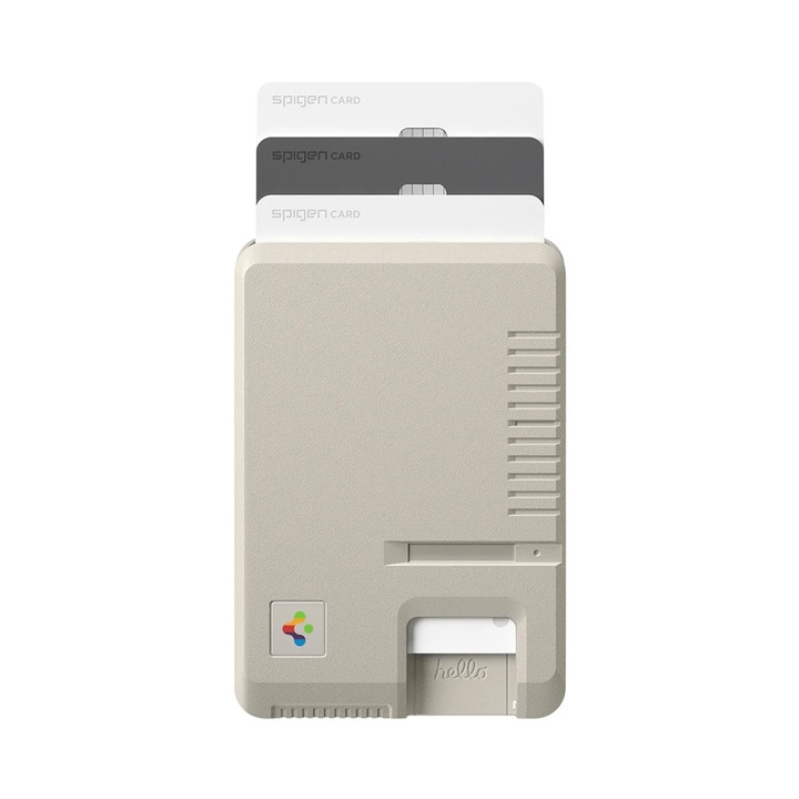 Portofel compatibil MagSafe, Spigen Classic LS Mag Fit, Retro design, Slim, Calitate premium, Bej