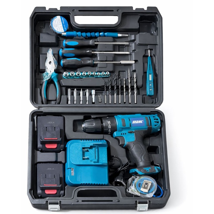 Masina de gaurit si insurubat MDHL 21V, 2 baterii 1500mAh, set accesorii 30 piese, valiza inclusa
