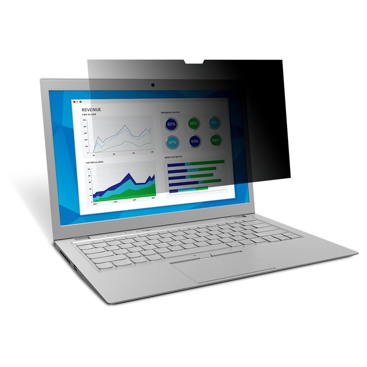 3M PF156W9E adatvédelmi szűrő laptophoz 15.6", fekete, méretek 212x360mm, öntapadós rögzítés, szett mellékelve