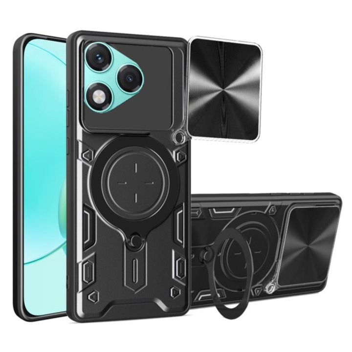 Husa Spate Upzz® CamGuard Compatibila Cu Honor 600 Lite, Functie Stand, Super Protectie - Negru