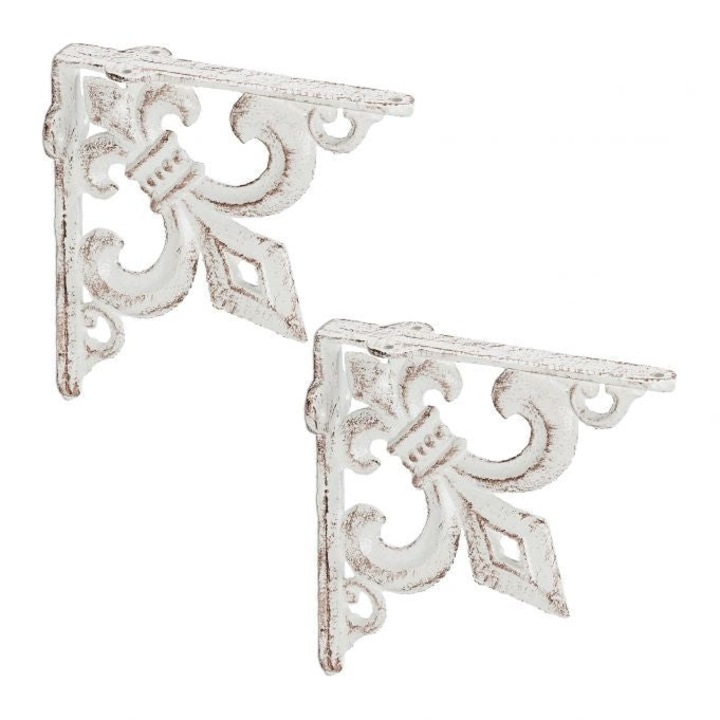 2 db öntöttvas polctartó, Northio, francia liliom, elegáns design, tartós