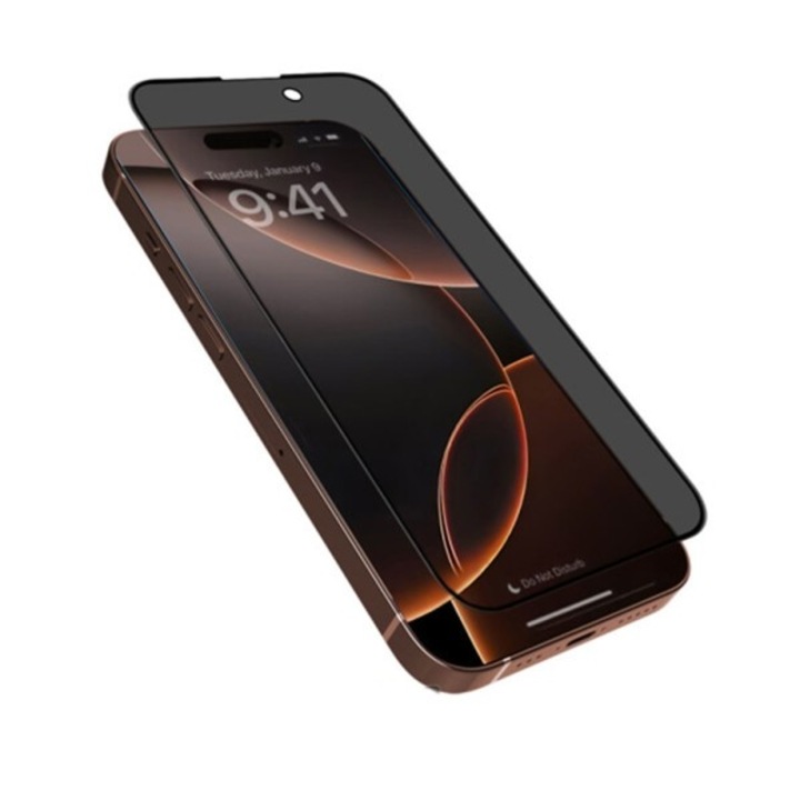 Folie Protectie Ecran Sticla 2.5D Privacy Cellara Pentru iPhone 16 Pro/17 - Negru