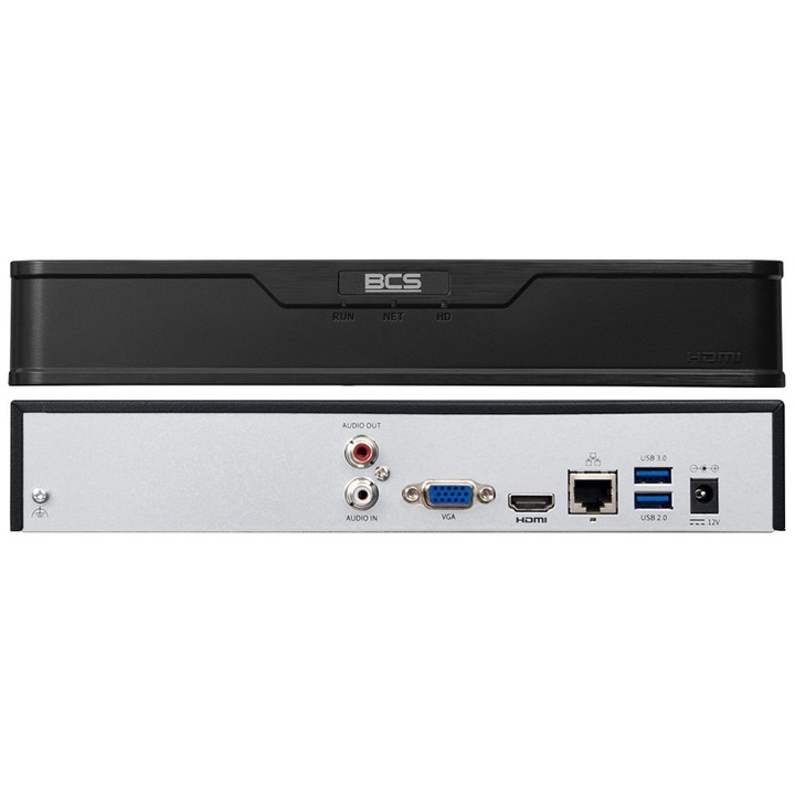 IP рекордер BCS-P-NVR0801-4K(3), 8 канала, 80 Mb/s, HDMI, VGA, 47x222x260mm