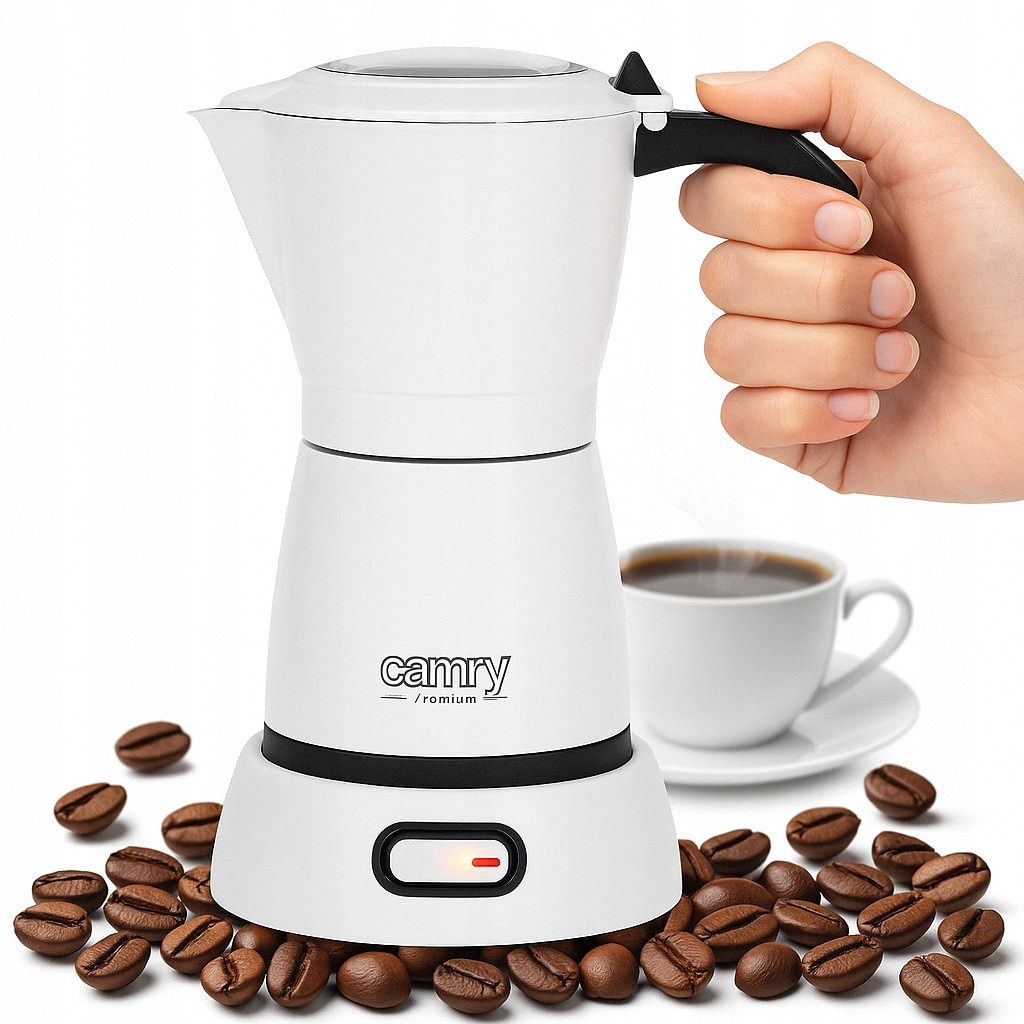 Cafetiera electrica Moka, 300ml, 6 cani, 480W, detasabila, rosie