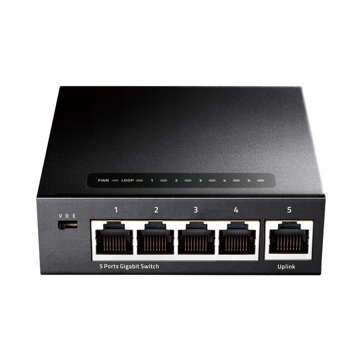 Cudy GS105 kapcsoló, 5 portos 10/100/1000 Mbps, méretek 100x70x26mm, ventilátor nélkül