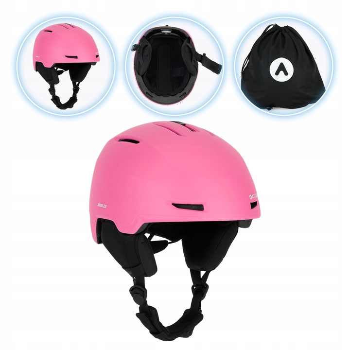 Casti protectie sport Attabo Avens 2.0 Jr, roz, 50-54cm, set cu ventilatie