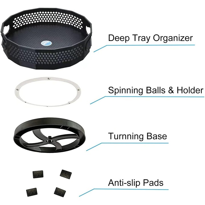 Set de 2 suporturi rotative pentru condimente, design 360°, 30x10cm, negru