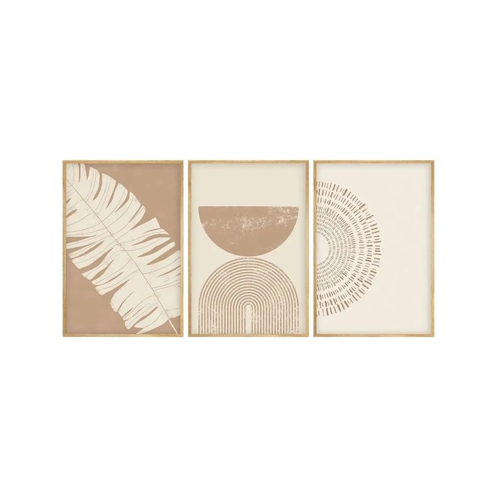 Set tablou decorativ Re-Bloom, 3 piese, MDF/lemn masiv, multicolor, 50 x 70 cm