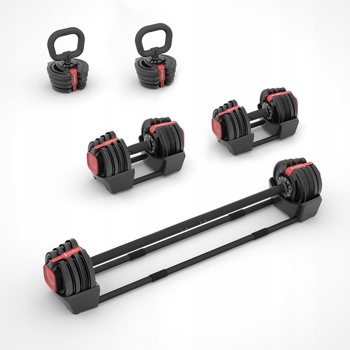 Set greutati HMS SGR18 Pro 3 in 1, 41 kg, negru, reglabil