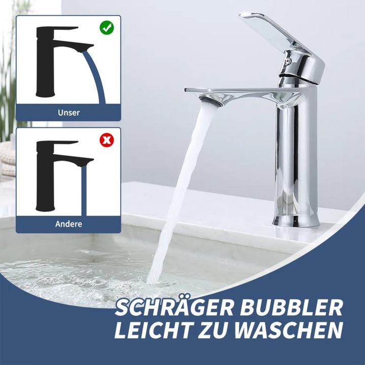 Baterie sanitara pentru baie, mixer cu un singur maner, cromata, design modern, inaltime ideala