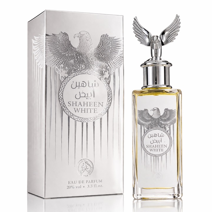 Férfi Eau de Parfum, Al Fakhr Perfumes, Shaheen White, 100 ml, aromás-fűszeres-virágos