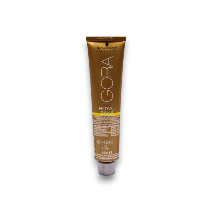 Vopsea de păr, Schwarzkopf Professional, Igora Royal, 6-580 Castaniu Auriu-Roșcat, 60 ml