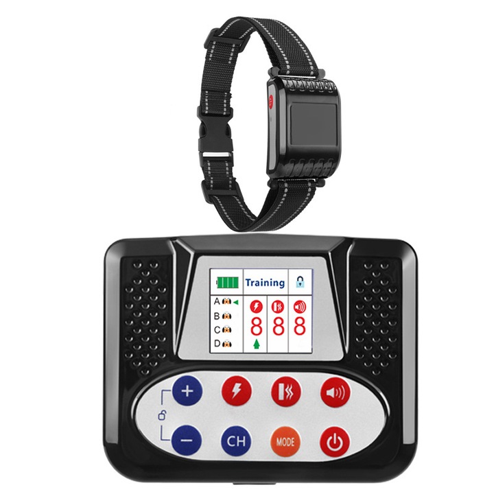 Dispozitiv de dresaj pentru caini, zgarda cu soc electric, unul la unul, ORBER, 2500 mAh, reglabil pe 9 trepte (0-9).gard inteligent fara fir pentru caini, ABS 19, 5 × 14 × 4, 8 cm, negru