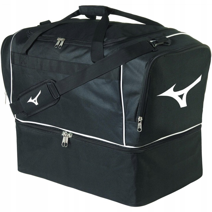 Mizuno sporttáska, kétrekeszes modell, fekete, mérete 51x32x54cm, 88l űrtartalom, uniszex