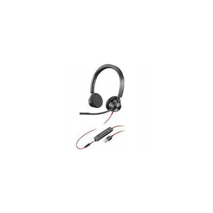 Casti PC Poly Blackwire 3320 USB-C, negru, circumaurale, reglabil