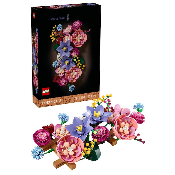 Set de constructie LEGO® Botanicals - Perete floral 11503, Flori artificiale, Idee de Cadou pentru Femei Pasionate de Jocuri de Constructie Creativa, 879 piese