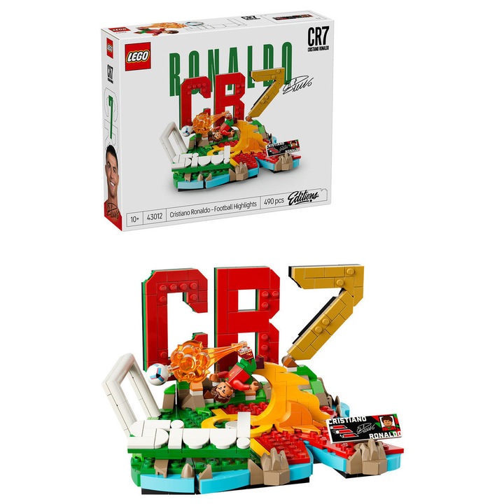 Set de constructie LEGO® Editions - Cristiano Ronaldo – Momente importante din fotbal 43012, Jucarii pentru Copii, Jucarii pentru Baieti, Decoratiuni pentru Living, Idee de Cadou pentru Copii, 490 piese