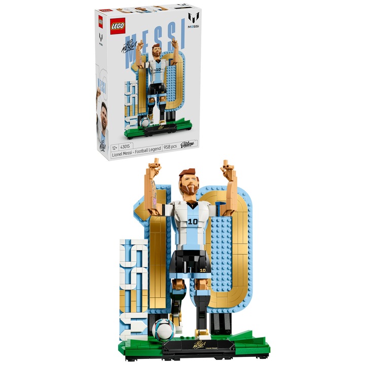 Set de constructie LEGO® Editions - Lionel Messi – Legenda a fotbalului 43015, Jucarii pentru Copii, Jucarii pentru Baieti, Decoratiuni pentru Living, Idee de Cadou pentru Copii, 958 piese