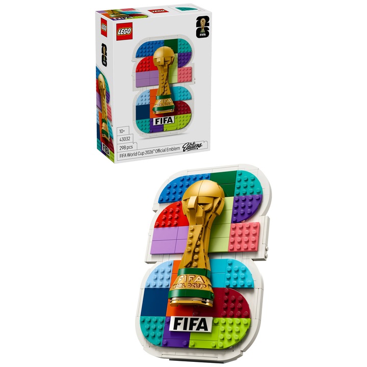 Set de constructie LEGO® Editions - Emblema oficiala a FIFA World Cup 2026™ 43032, Jucarii pentru Copii, Jucarii pentru Baieti, Decoratiuni pentru Living, Idee de Cadou pentru Copii, 298 piese