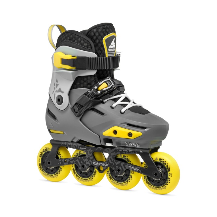 Rolki pentru copii Rollerblade APEX, 29-32, culoare charcoal-yellow, sina aluminiu, roti 68mm/72mm/76mm
