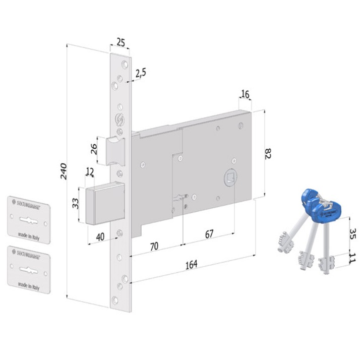 Broasca SECUREMME 2010UZB7025AB3, 3/5 chei, tip deschidere mecanic