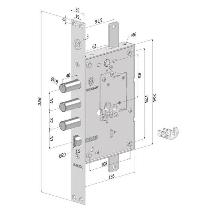 Broască SECUREMME 3 bolt, cu 3 chei