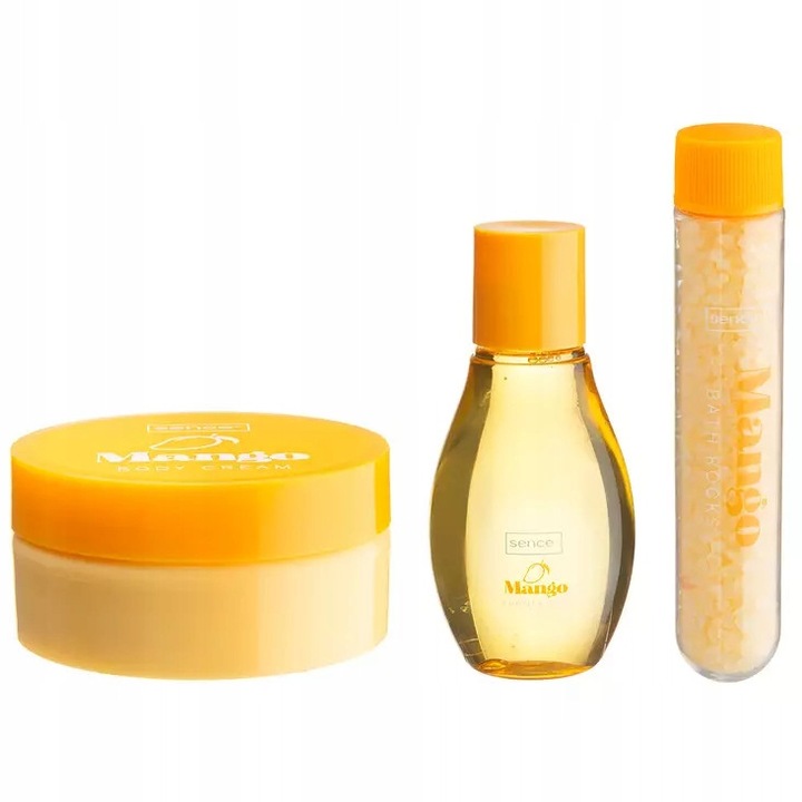 Sence testápoló ajándékszett, balzsam 200ml, tusfürdő 150ml, fürdősó 50g, mangó illat
