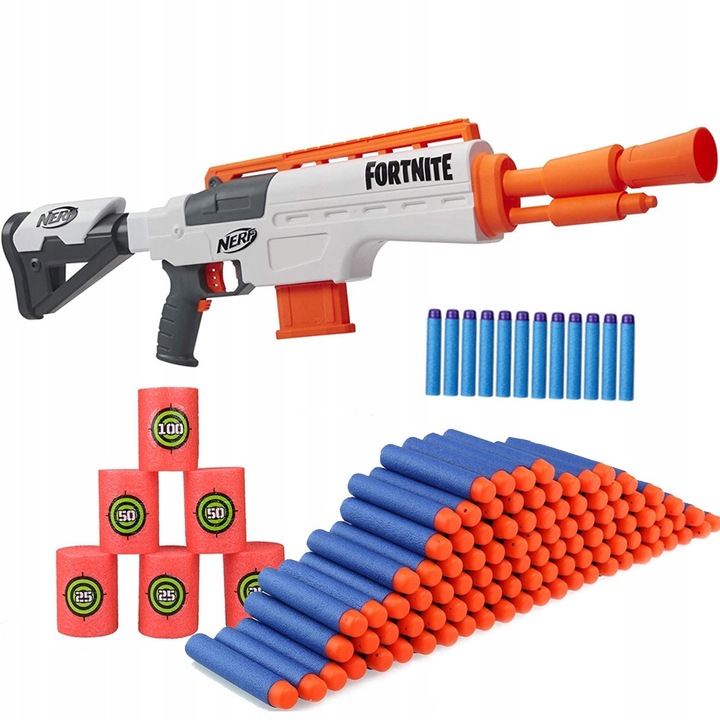 Pistol Nerf Fortnite Automat, Set cu 50 Sageti, Multicolor