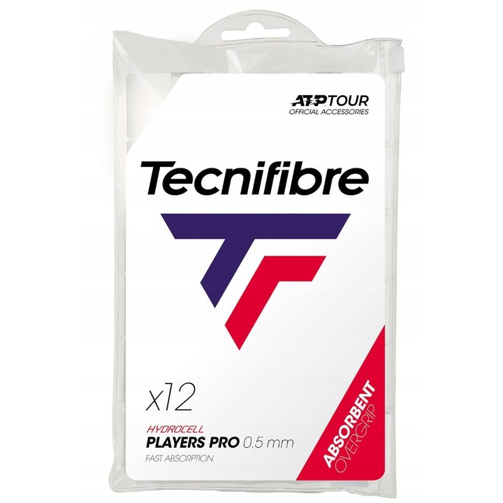 Owijki tenisowe Tecnifibre Pro Players, 12 bucati, alb, 14x20x1cm