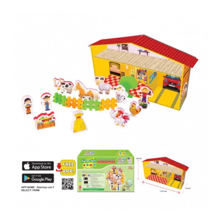 Joc educativ Akar, set cu 13 figurine, spuma, 23x37, 5x9cm