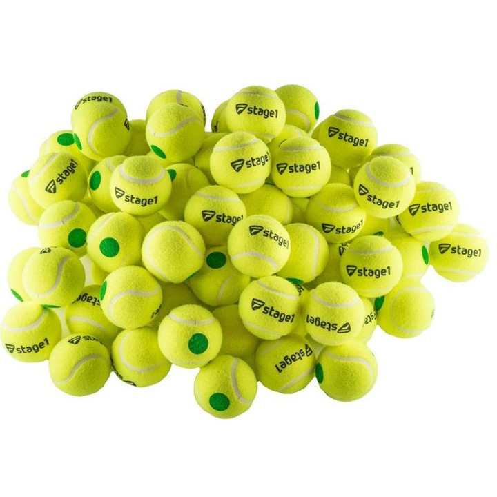 Mingi tenis Tecnifibre Stage 1, set 144 bucati, verde, OS