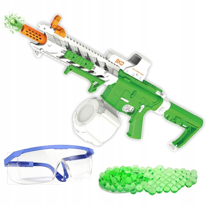 Játékpisztoly CS-0966, SKD Blaster, zöld, 1000 golyó, távcső, komplett szett