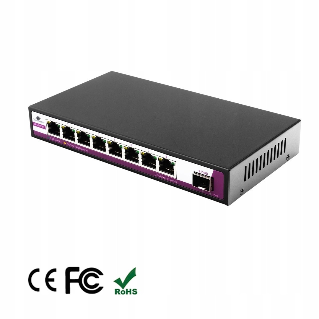 Switch 9 porturi RJ45 2.5G + port SFP 10G Spacetronik, metalic ...