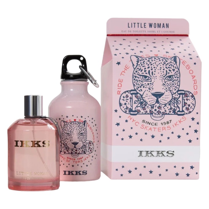 Ikks szett: Little Woman, Eau de Toilette, Nőknek, 100 ml + Little Woman, GWP üveg vizespalack rózsaszín