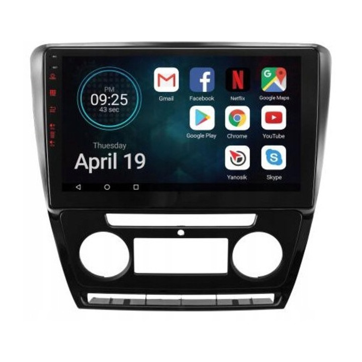 Radio auto Vordon HT-X10, camera de marsarier inclusa, Bluetooth, 9", negru, pentru SKODA OCTAVIA 2007-2014