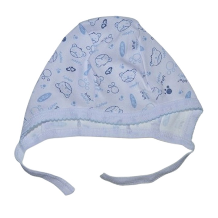 Caciula din bumbac, pentru copii, Pifou CP0604-8, Alb 70-76 CM