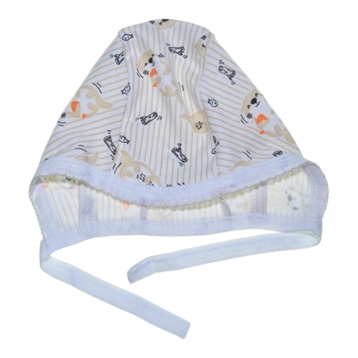 Caciula din bumbac, pentru copii, Pifou CP0604, Alb 66-70 CM