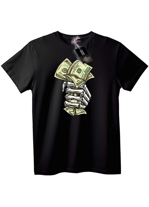 Póló csontváz kéz és pénz, Fekete