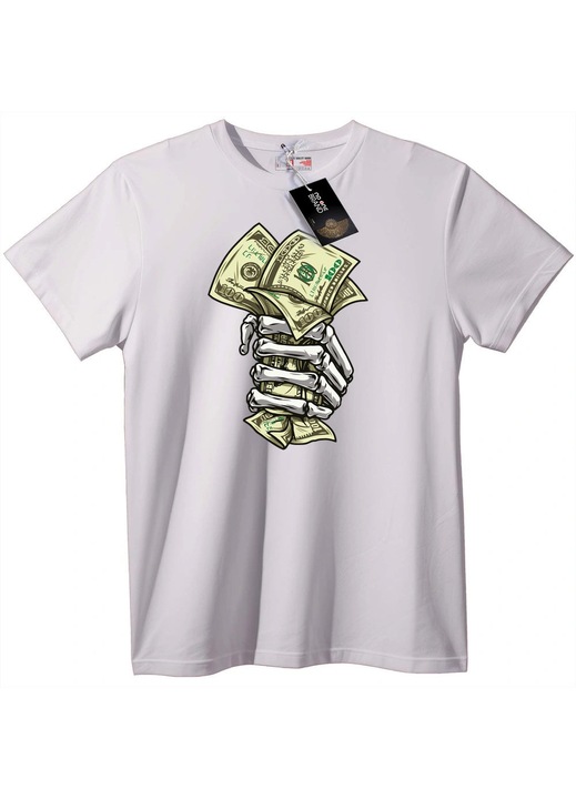 Póló csontváz kéz és pénz, Fehér