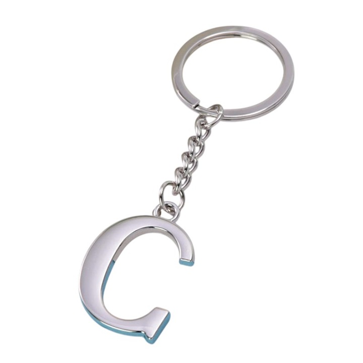 Brelok litera B, metalic, argintiu, 24x35mm, 3,8mm grosime, set