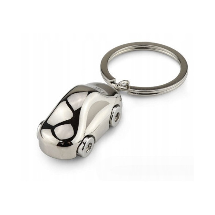 Breloc 3D auto, metal, roti mobile, 3,5x1,8x1,5cm, lungime 7cm