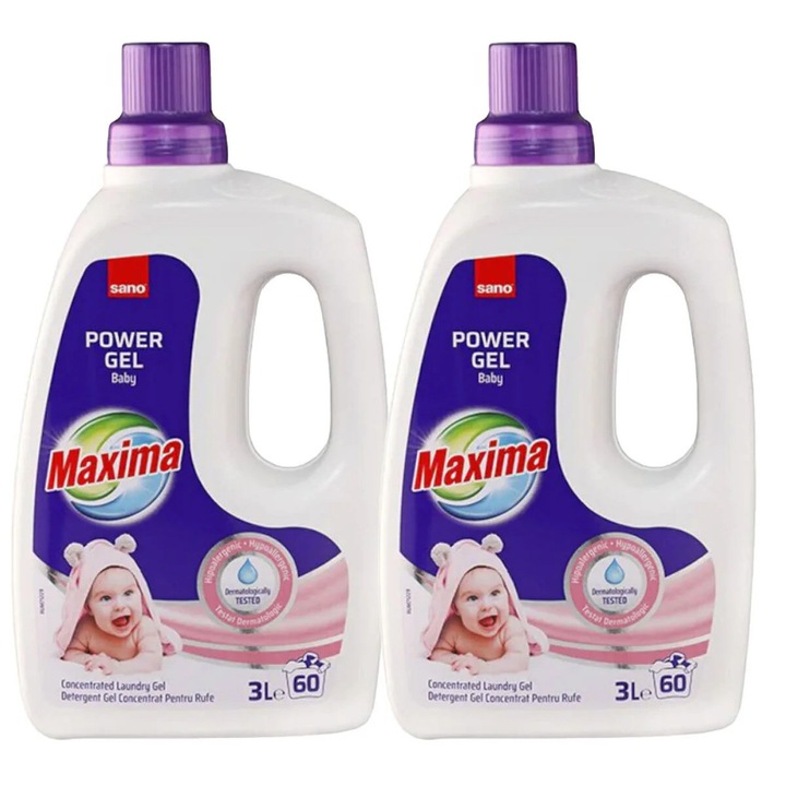Sano Maxima Baby koncentrált gél mosószer, 60 mosás, 2 x 3 L