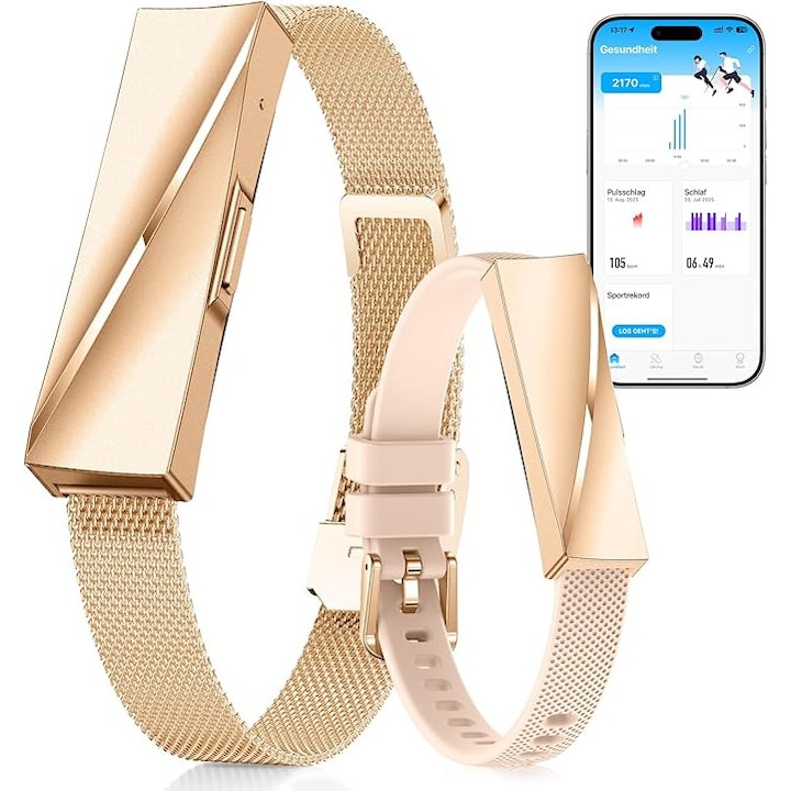 Duckdik Smart Bracelet – Bratara Fitness cu GPS, Monitor Ritm Cardiac, SPO₂, Somn, Rezistenta la Apa, Notificari, 2 Curele Incluse, Barbati si Femei