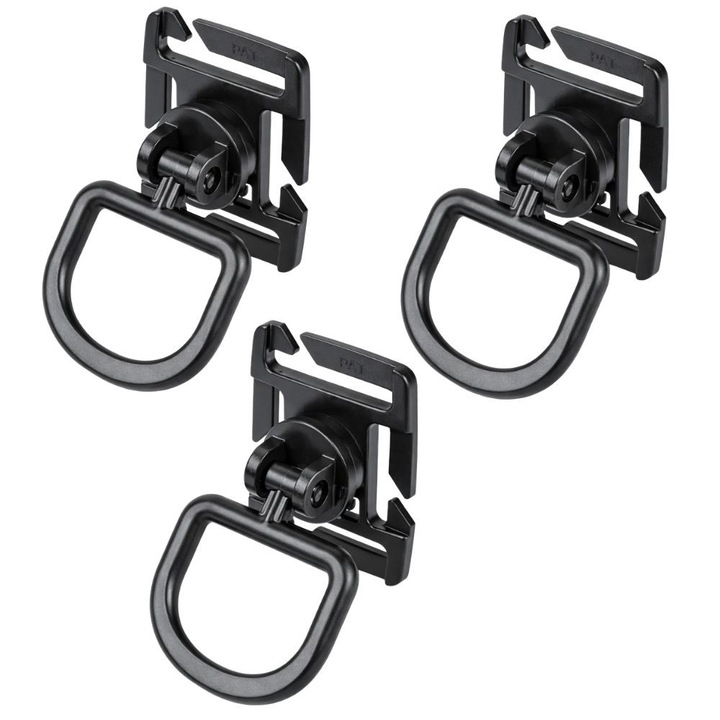 Inel Carabina Tip D, 3 Buc, Prindere pe Chinga Molle pentru Accesorii, Negru